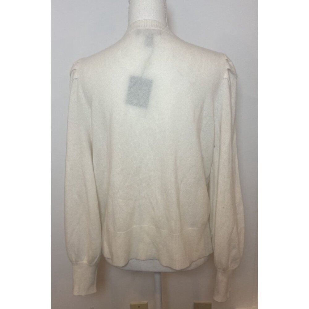 NWT Charter Club 100% Cashmere Cardigan Sweater Puff Sleeves Cream XL New - Picture 3 of 5